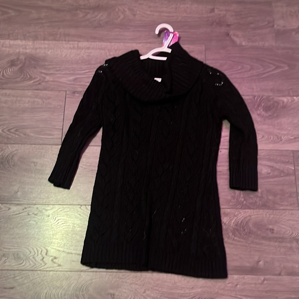 ☀️Black Sukura open knit wide neck turtleneck sweater medium